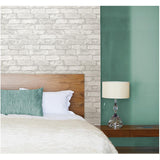NuWallpaper NU1653 Grey and White Brick Peel & Stick Wallpaper