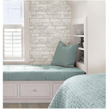 NuWallpaper NU1653 Grey and White Brick Peel & Stick Wallpaper