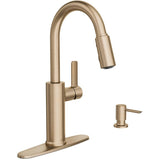 Durani Modern Single Handle Pull-Down Kitchen Faucet - Bronzed Gold