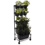 Mobile Vertical Garden Kit - with 11 Planters, Black