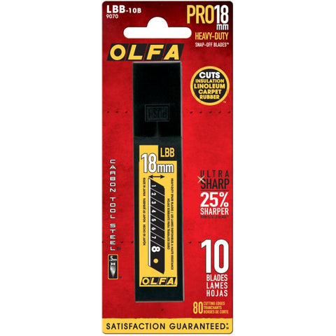 Olfa 9070 LBB-10B 18mm UltraSharp Black Snap-Off Heavy-Duty Blade, 10-Pack