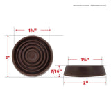 1-3/4" Round Brown Rubber Caster Cups - 4 Pack