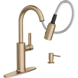 Durani Modern Single Handle Pull-Down Kitchen Faucet - Bronzed Gold
