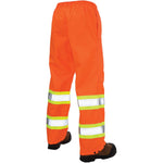 Hi-Visibility Orange Safety Rain Pants - Large