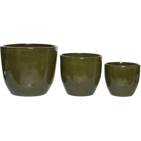 Green Matteo Ceramic Planters - 3 Piece, Assortment