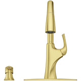 Rancho Single Handle Pull-Down Kitchen Faucet - with Soap Dispenser, Brushed Gold