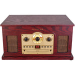 Proscan 6-in-1 Nostalgic Bluetooth Turntable with CD, Cassette, AUX and AM/FM Radio - Brown