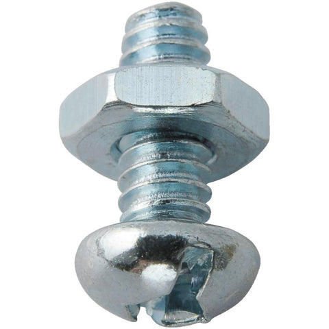 10 Pack 10-24 x 1/2" Zinc Plated Round Head Machine Screws, with Nuts