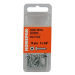 10 Pack #8 x 5/8" Pan Head Socket Zinc Plated Tap Screws