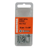 10 Pack #8 x 5/8" Pan Head Socket Zinc Plated Tap Screws