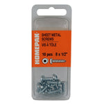 10 Pack #8 x 1/2" Pan Head Socket Zinc Plated Tap Screws