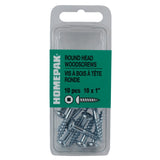 10 Pack #10 x 1" Zinc Plated Round Head Socket Wood Screws