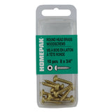 10 Pack #8 x 3/4" Round Head Socket Brass Wood Screws