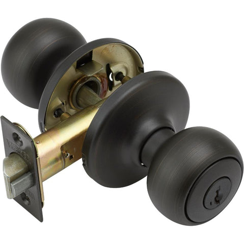 Weiser Fairfax Entry Knob Featuring SmartKey, Exterior Door Knob with Key, Venetian Bronze (9GAC5310-043)