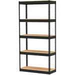 14" x 34" x 72" 5 Shelf Black Metal/Wood Shelving Unit
