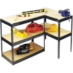 14" x 34" x 72" 5 Shelf Black Metal/Wood Shelving Unit