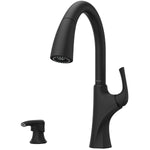 Rancho Single Handle Pull-Down Kitchen Faucet - with Soap Dispenser, Matte Black