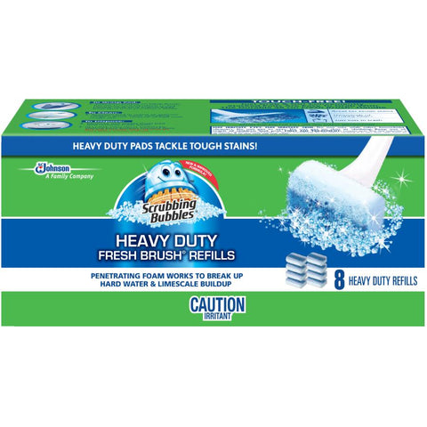 Scrubbing Bubbles Fresh Brush Toilet Cleaning System, Heavy Duty Refills, 8 Brush Pads