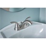 Moen 84603SRN Adler 4 in. Centerset 2-Handle Low-Arc Bathroom Faucet in Spot Resist Brushed Nickel