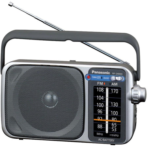 Panasonic Portable Radio AM/FM AC/DC, Silver (RF-2400D)