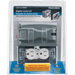 Tamper Resistant/Weather Resistant Silver Metal Duplex Receptacle Kit