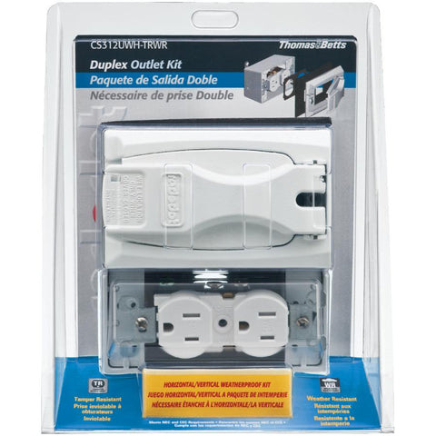 Tamper Resistant/Weather Resistant White Metal Duplex Receptacle Kit