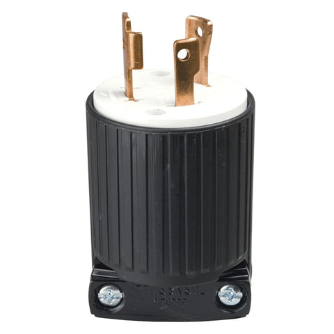 EATON L530P Twist Lock Electrical Plug, 125 V, 30 A, 2 P, 3 W, Black/White