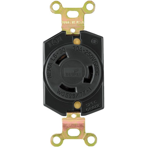EATON L630R Recpt Single Lock 30A 250V, Black