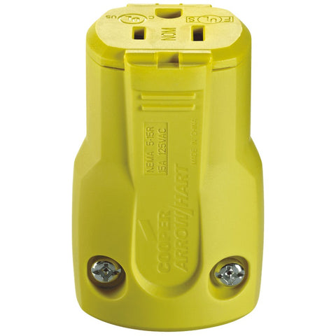 Eaton AH5969Y 15-Amp 125-Volt Heavy Duty Grade Quick Grip Connector, Yellow