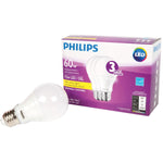 PHILIPS 462226 Led Bulb 60W A19 Soft White (2700K)-3 Pack