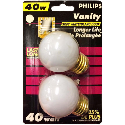 DuraMax 40W G16.5 Medium Base White Globe Light Bulbs - 2 Pack