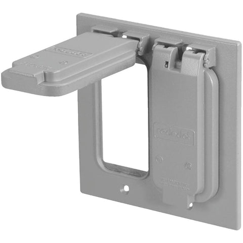 2 Gang Weatherproof GFCI Silver Receptacle Cover