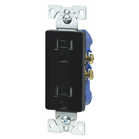 15 Amp Black Tamper Resistant Decorator Receptacle