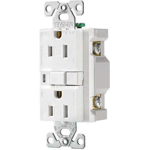 RCPT DPLX AFCI TR Plugs, 15A/125V, White