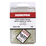 100 Pack 1/4" Natural Nylon Cable Clamps