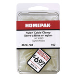 100 Pack 1/4" Natural Nylon Cable Clamps