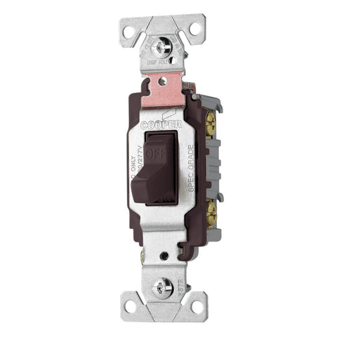 EATON CS220B Arrow Hart Eagle Cs Lighted Toggle Switch, 120/277 Vac, 20 A, 2 P, Brown