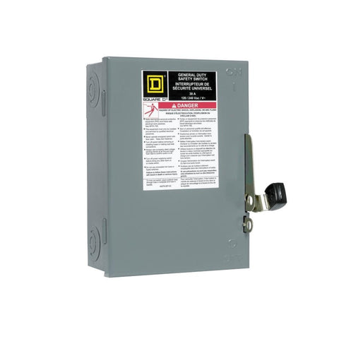 Schneider Electric CD211NCP 30 Amp General Purpose Safety Switch-Plug, Grey