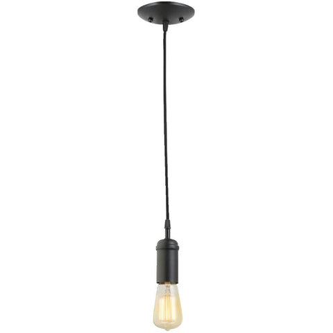 Globe Electric 64906 Edison 1-Light Pendant, Matte Black, Black Woven Fabric Cord