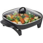 12 inch(s) Square Deep Non Stick Skillet, with Glass Lid