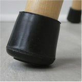 1" Black Rubber Furniture Leg Tips - 4 Pack