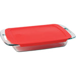 Pyrex 1090949 Easy Grab 3qt Oblong Dish with Red Cover