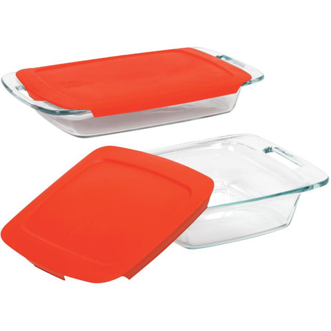 Pyrex 1091675 Easy Grab 4pc Bake Set with Red Covers