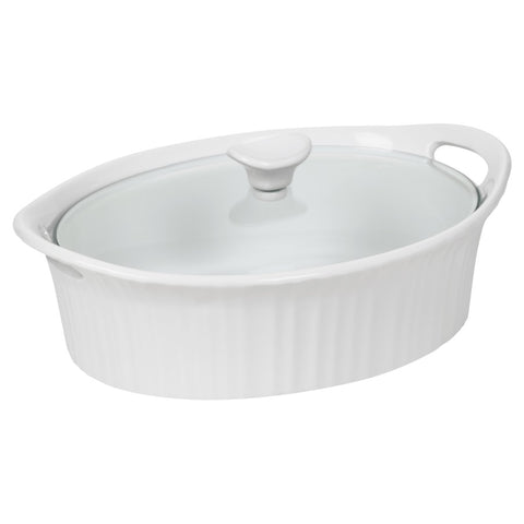 Corningware 1105935 French White III Casserole with Glass Cover, 2.5 Quart & Oval