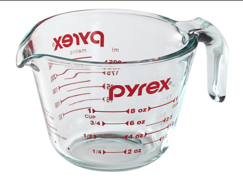 pyrex Prepware 1-Cup Measuring Cup, Clear with Red Measurements, Clear/Red