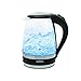 Salton Cordless Electric Compact Glass Kettle, Water Boiler and Tea Heater, Soft Blue Illumination, 1.5 Liter/Quart with Automatic Shut-Off and Boil-Dry Protection, 1100 Watts (GK1831)