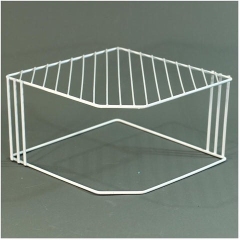 10" White Wire Corner Shelf