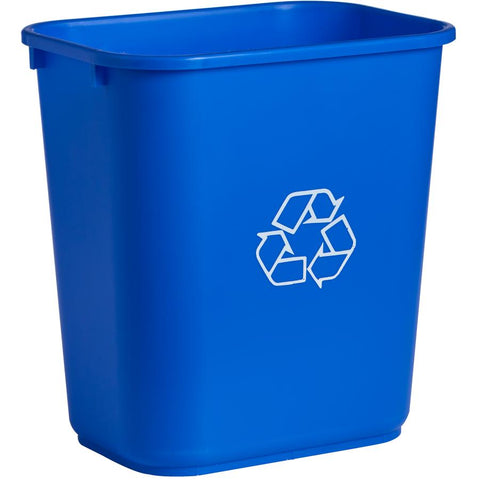 Continental Commercial 2818-1 Rectangle Recycling Waste Basket 28-1/8 Qt, 14-1/2 x 10-1/2 x 15 in Blue