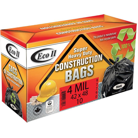 10 Pack 42 inch(s) x 48 inch(s) 4.0 Mil Black Heavy Duty Garbage Bags