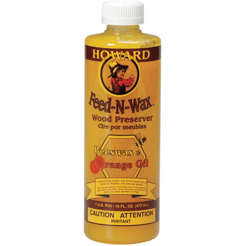 Howard FW0016 Feed-N-Wax Wood Polish and Conditioner, 16-Ounce, orange